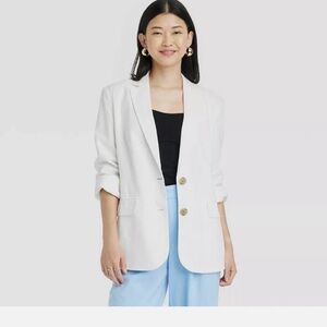 Women's White Linen Blazer